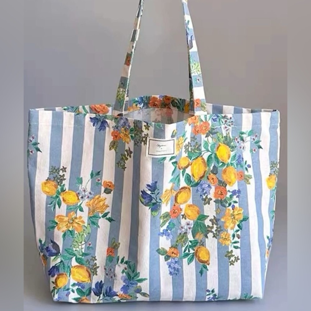 🍋 NWT Sezane X Momonì Blue Striped Lemon Tote